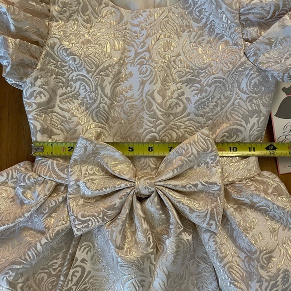 NWT Rare Editions Gold Beige Jacquard Dress, Size 8 - Picture 10 of 11